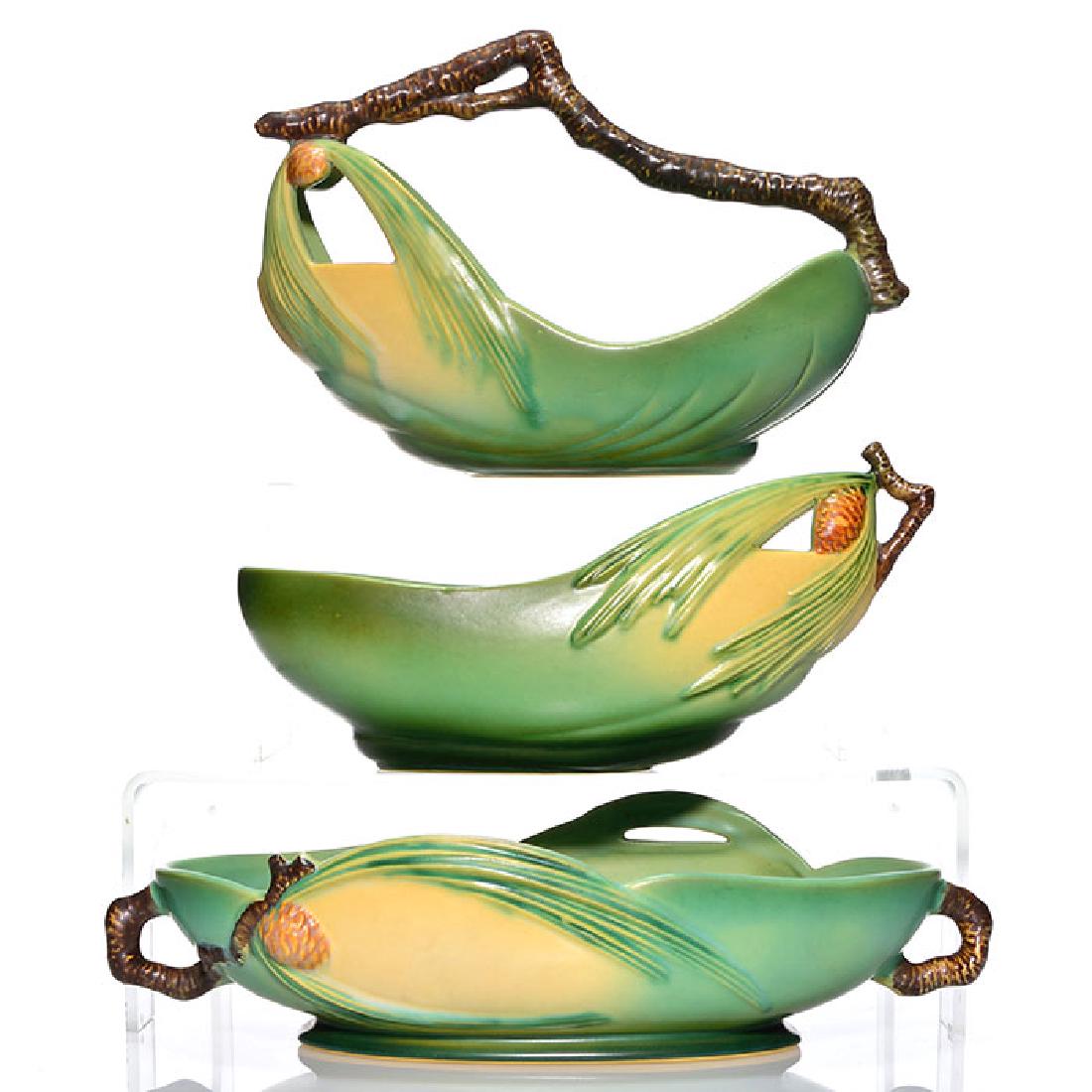 3 Roseville Pine Cone, 2 bowls, basket, 410, 433, 429 (1 of 1)