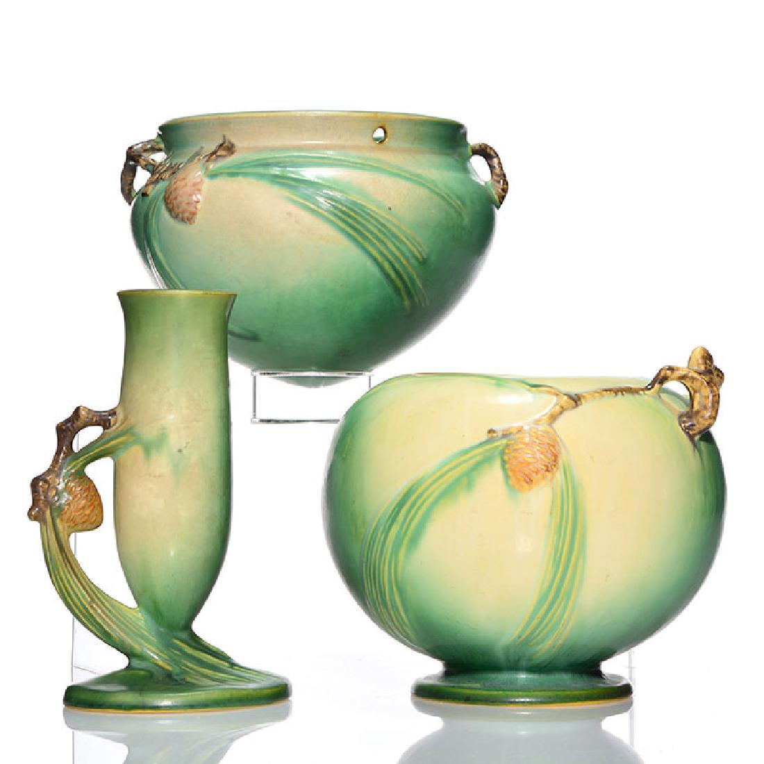 3 Roseville Pine Cone items, 352-5, 479-7 and 261-6 (1 of 1)