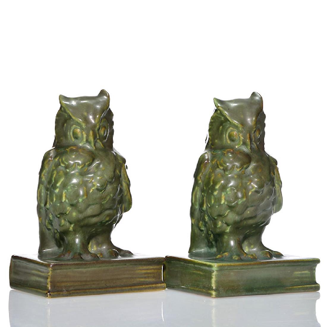 Pr Rookwood Single Owl bookends,green,1927, 7", 2656 (1 of 2)