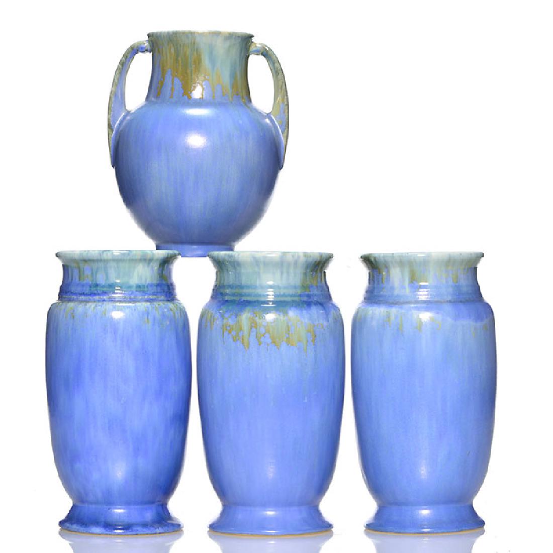 4 Roseville Tourmaline vases, 517-6, & three 308-7 (1 of 1)