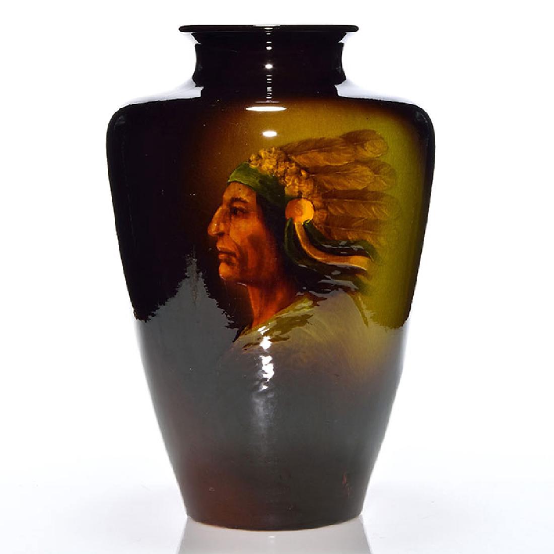 Roseville Rozane Indian Chief,artist monogram, 15 1/2 (1 of 2)