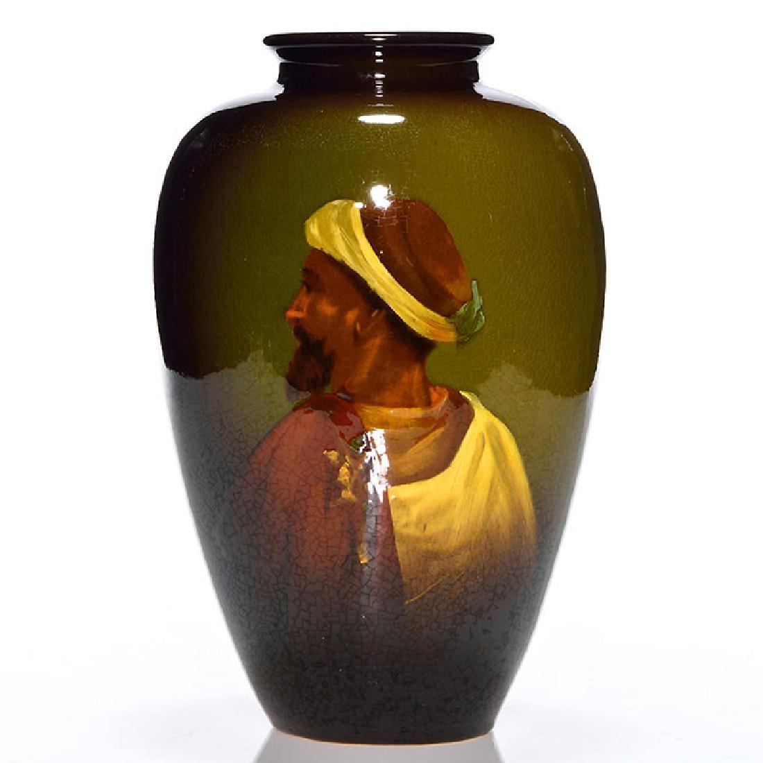 Weller Louwelsa vase, portrait of Arab, Fouts,10 1/2" (1 of 2)