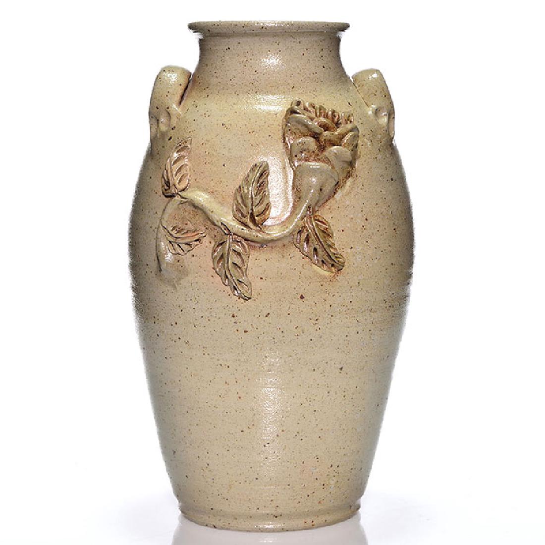 Billy Ray Hussey vase, Owen Pottery, floral, 15 inches (1 of 2)