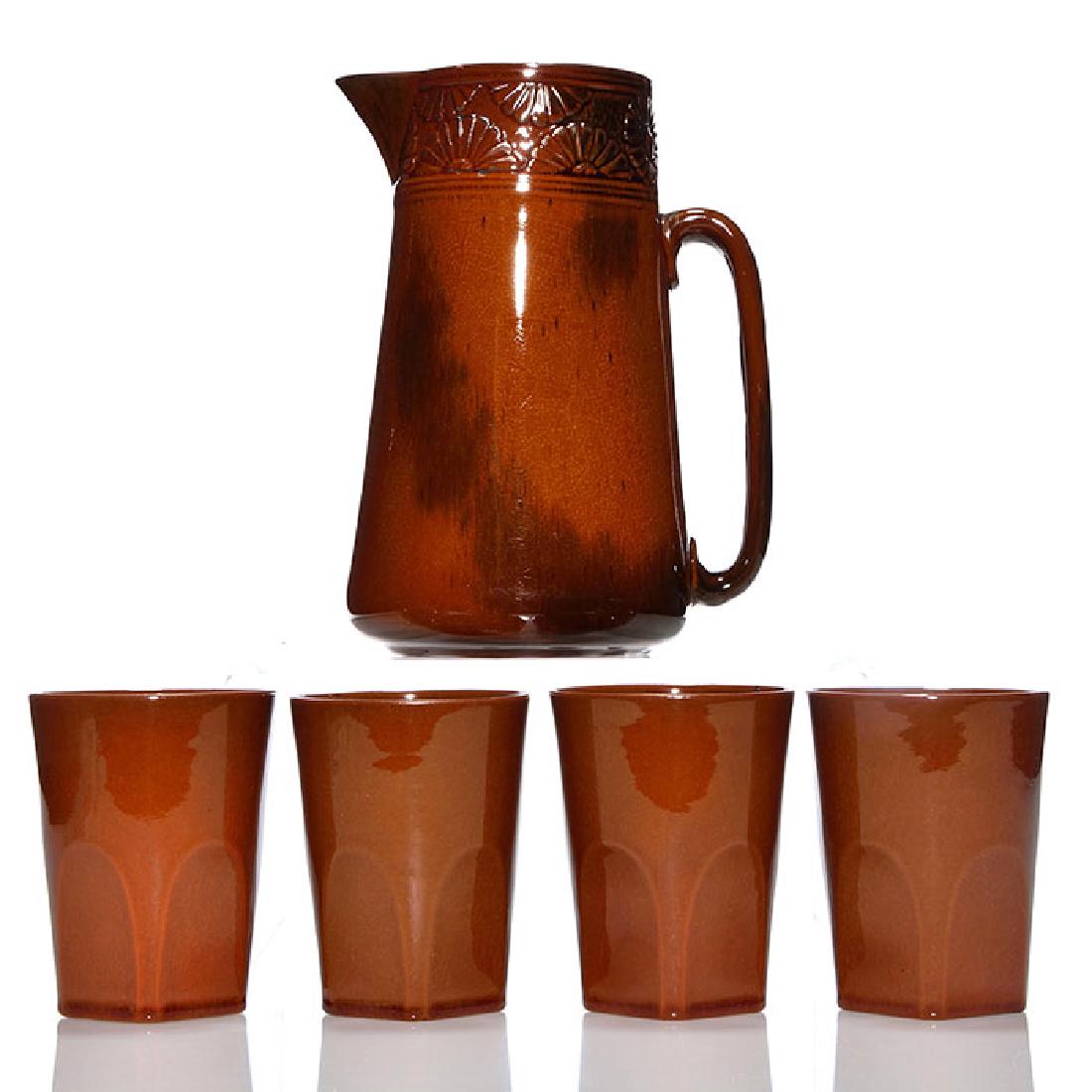 Rookwood production pitcher, 4 glasses, 1886, 8 inches, (1 of 1)