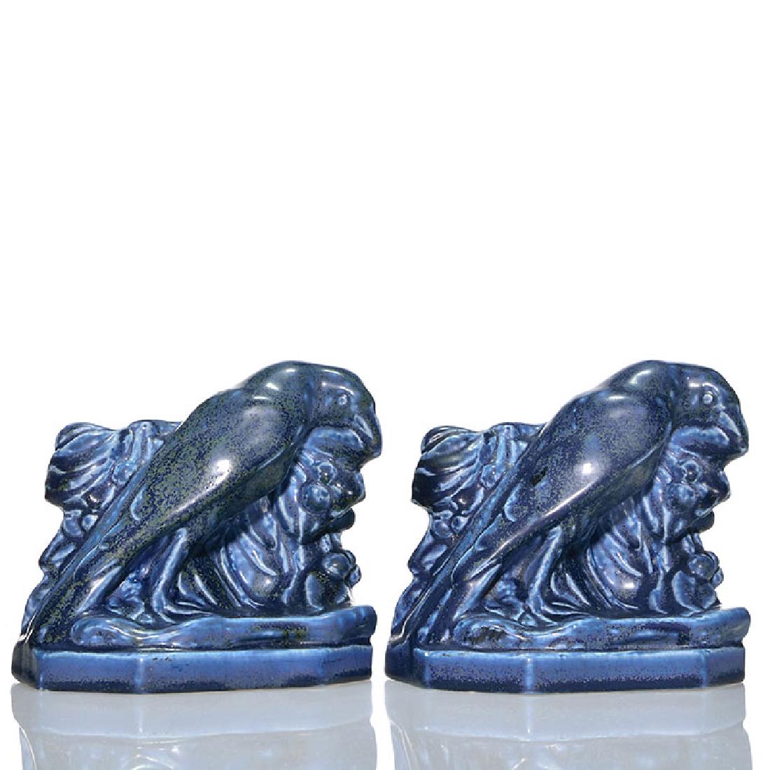 Pr Rookwood Rook bookends, blue, 5 1/8 inches, 2275, (1 of 2)