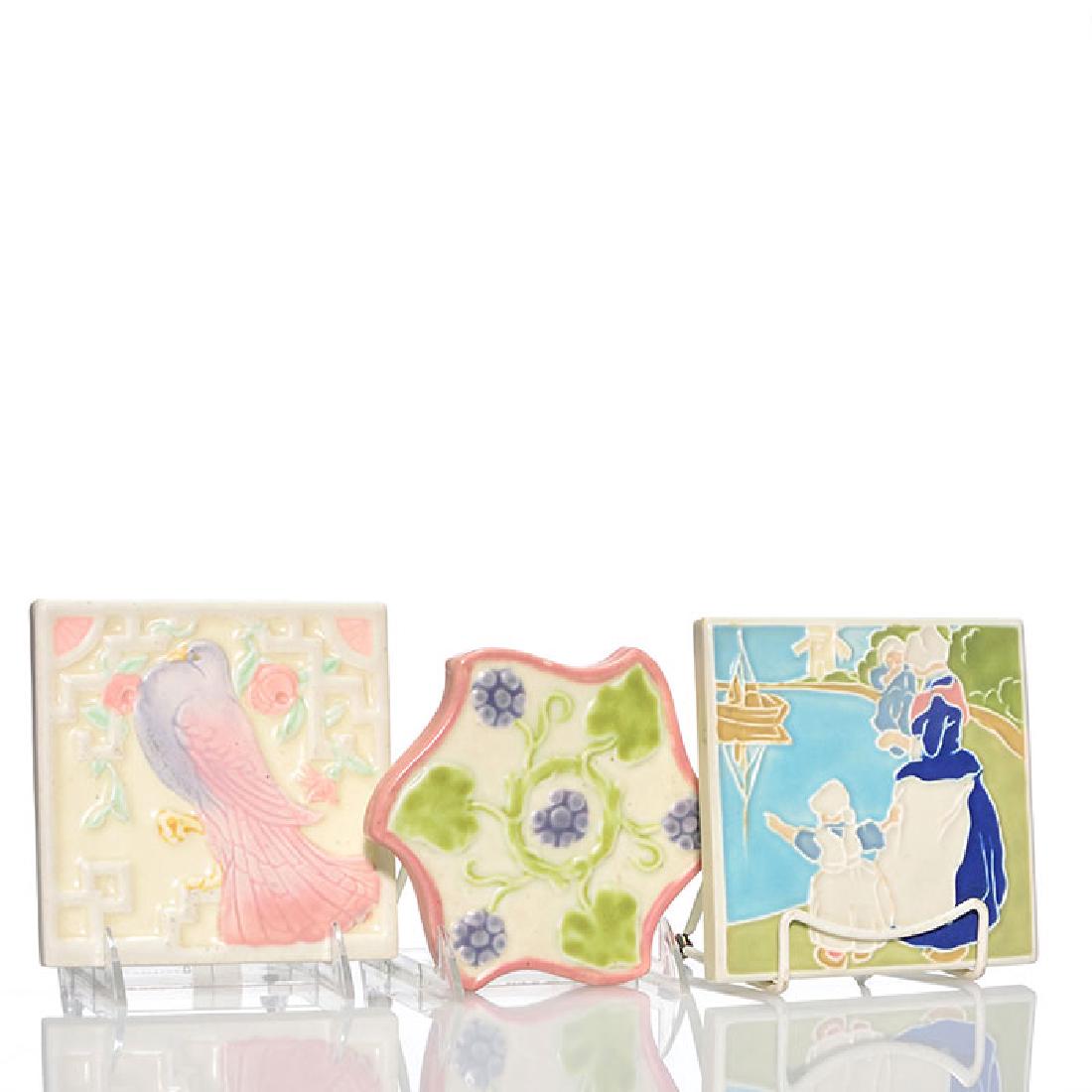 3 Rookwood trivets, pidgeon, dutch scene, grapes (1 of 1)