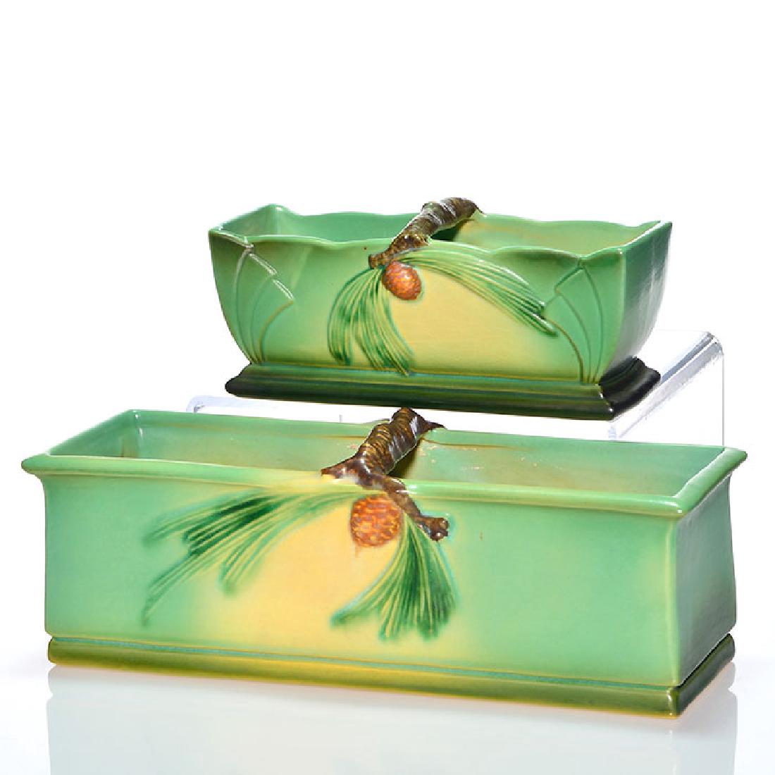 2 Roseville Pine Cone window boxes, green, 468 & 469 (1 of 2)