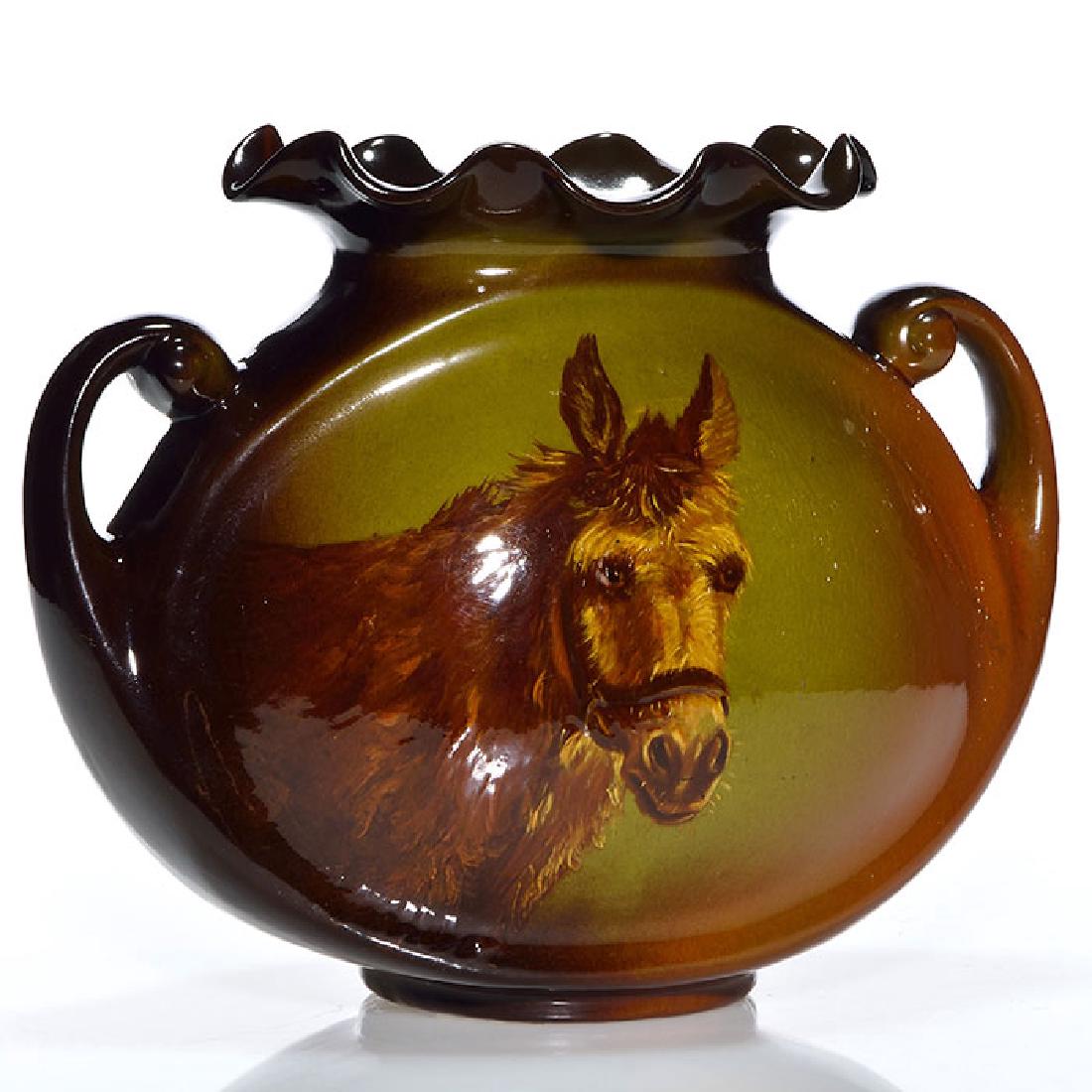 Roseville Rozane pillow vase, donkey, Steele, 9 inches (1 of 2)
