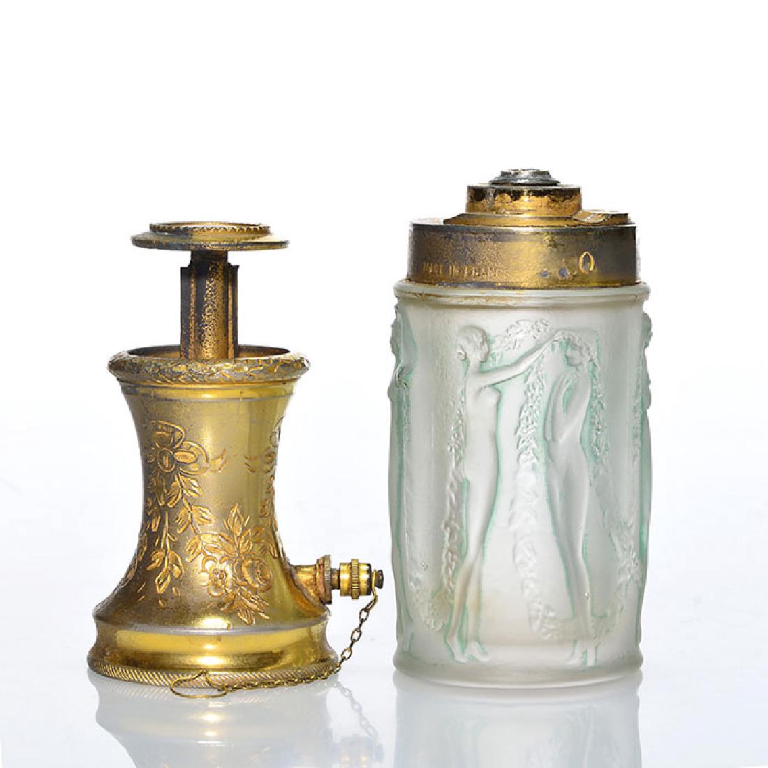 Rene Lalique atomizer, nudes, patina, 5 inches, marks (1 of 2)
