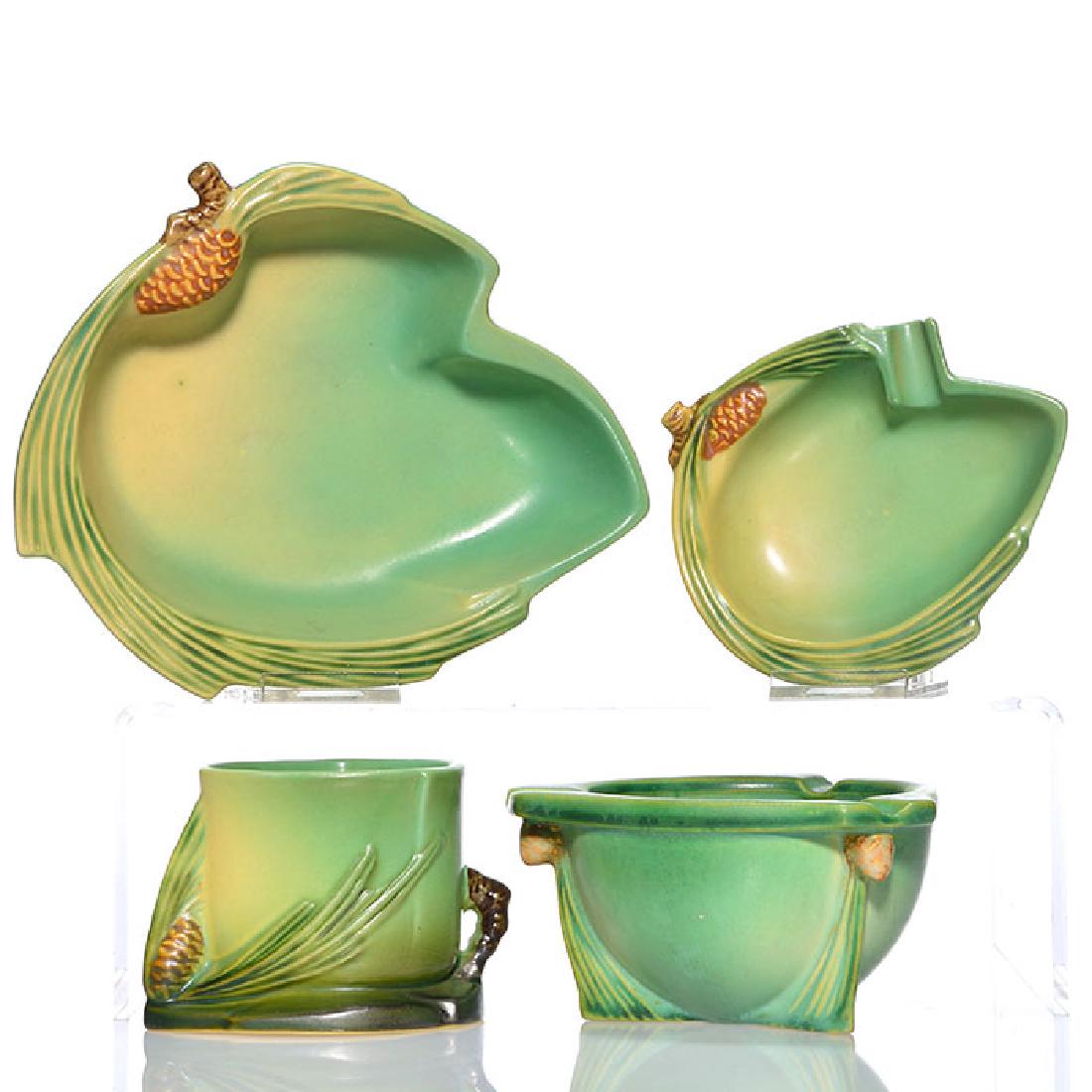 4 Roseville Pine Cone items, green, 25, 497, 498, 499 (1 of 1)