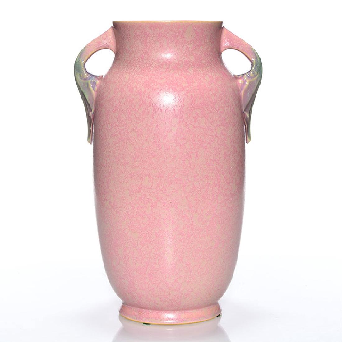 Tall Roseville Tuscany vase in pink, 12 1/4 inches, (1 of 2)