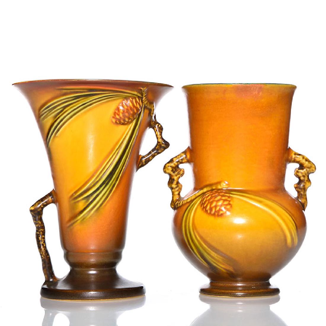 2 Roseville Pine Cone items, brown,839-6, 906-6.6 1/4 (1 of 2)