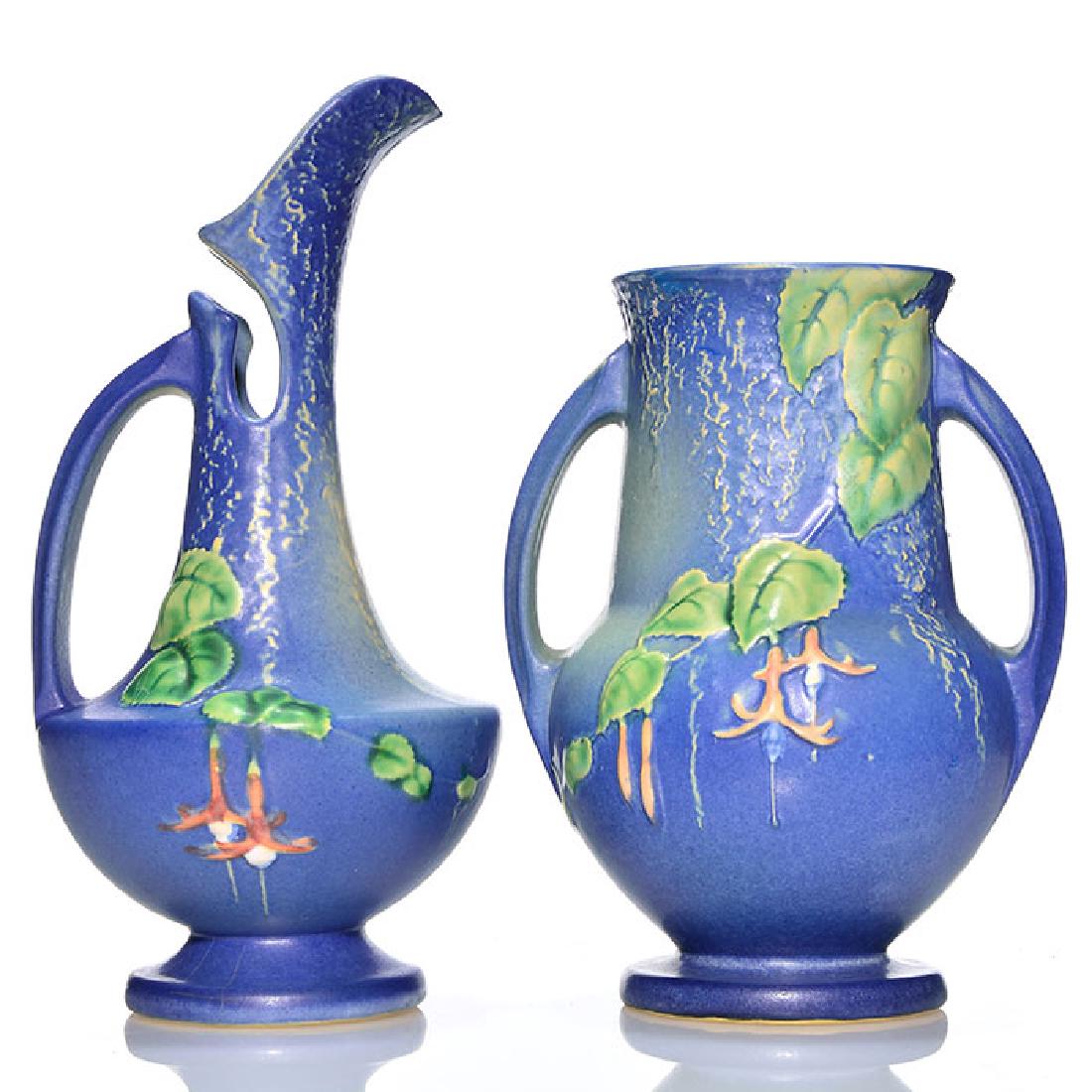 2 Roseville Fuchsia ewer 902-10, vase 898-8, 10 1/2 (1 of 2)