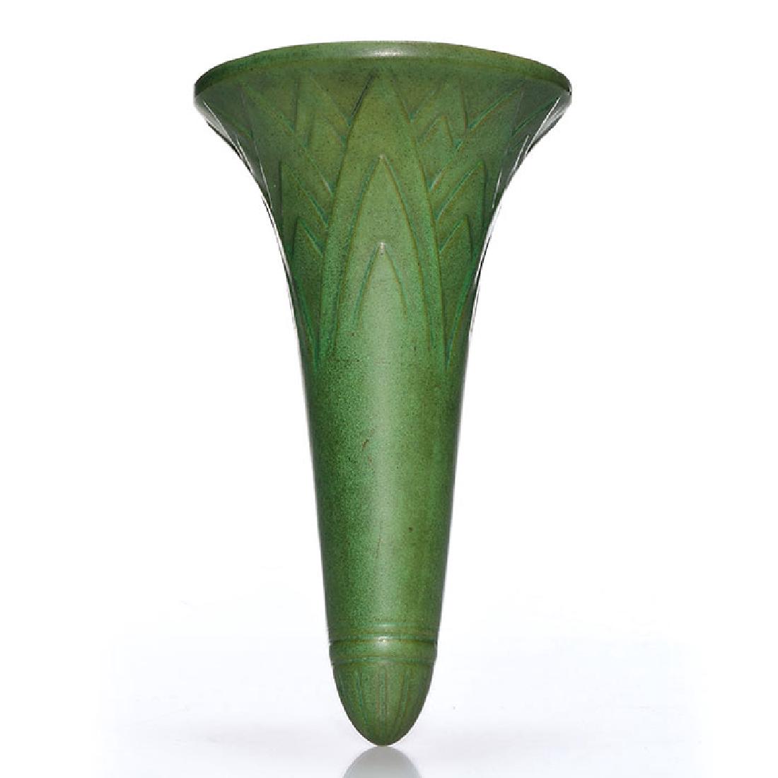 Peters and Reed Art Deco green mat wall pocket, 7 7/8 (1 of 1)