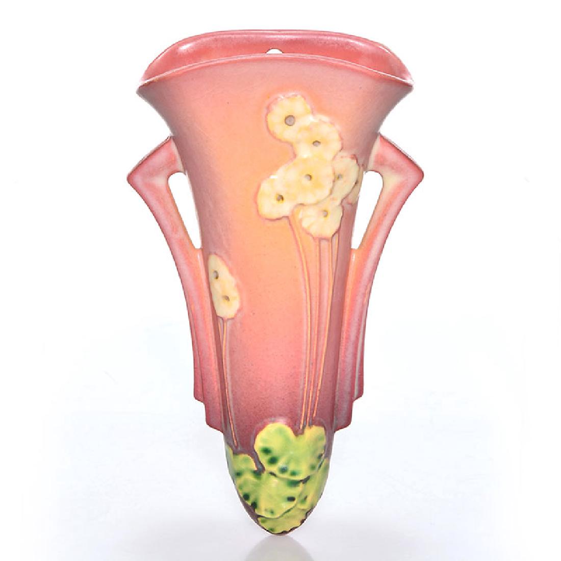 Roseville Primrose wall pocket, 1277-8, pink, 8 1/2 (1 of 1)