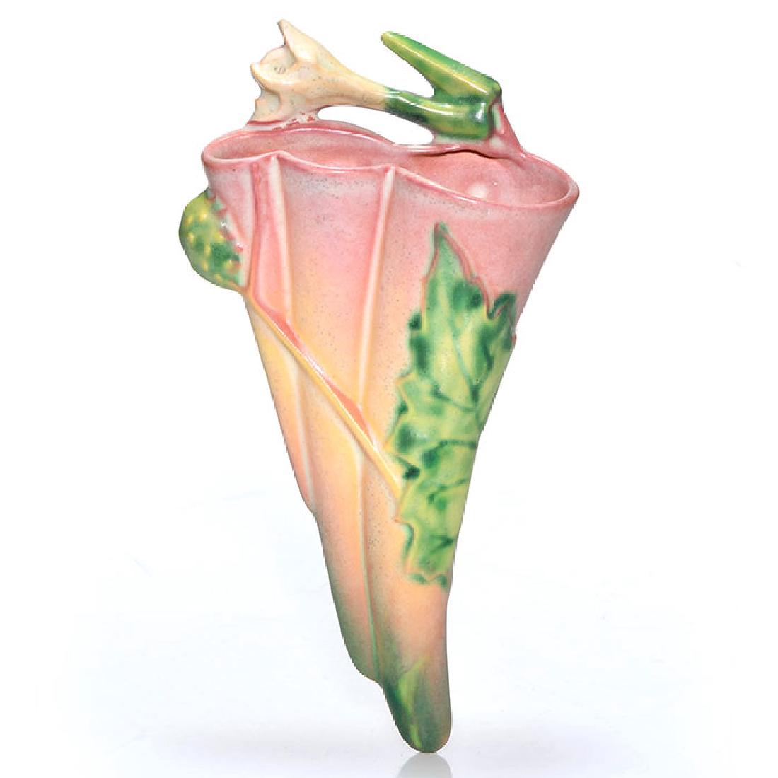 Roseville Thornapple wall pocket, pink, 1280-8, 9" (1 of 1)