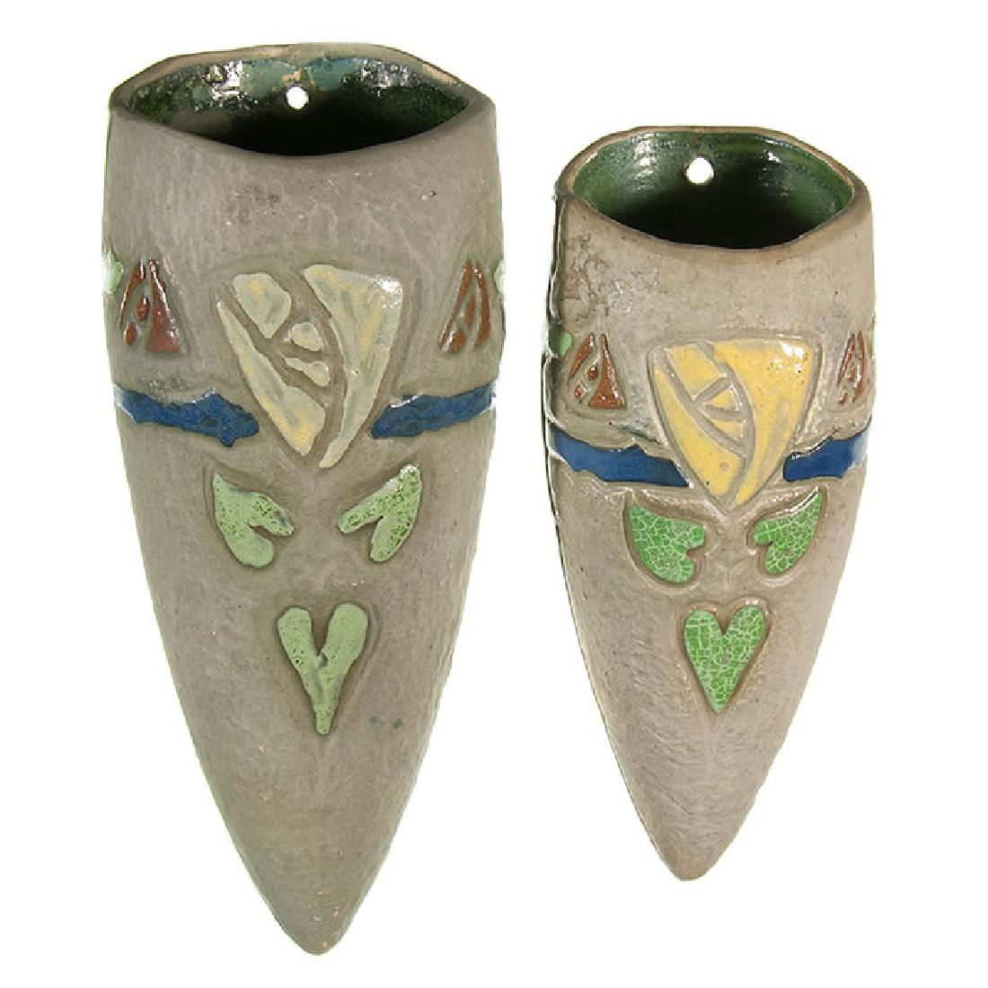 2 Roseville Mostique wall pocket, shape 1224-10, -12 (1 of 1)