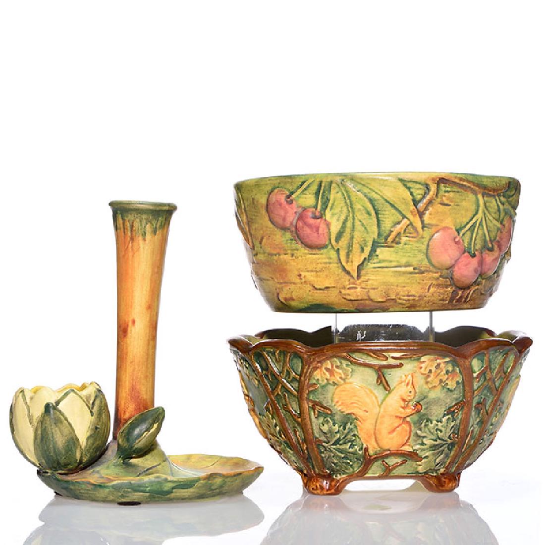 3 Weller Woodcraft, bud vase and two bowls, 7 inches (1 of 1)