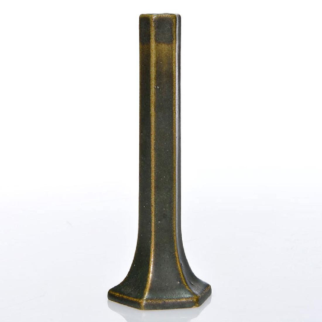 Fulper bud vase, shape 09, green mat, 6 1/2 inches (1 of 2)