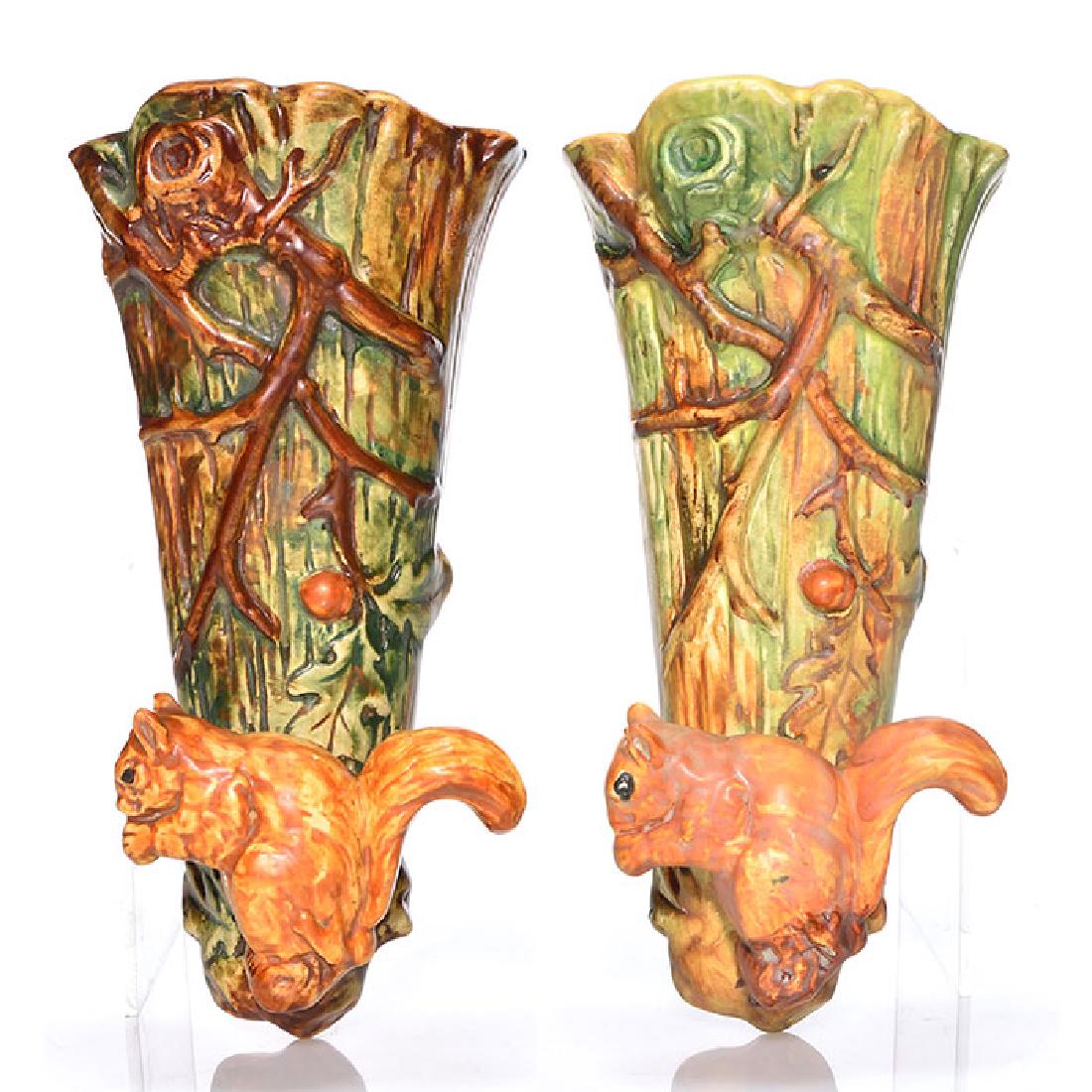 2 Weller Woodcraft squirrel wall pockets, 9 3/4 inches (1 of 1)
