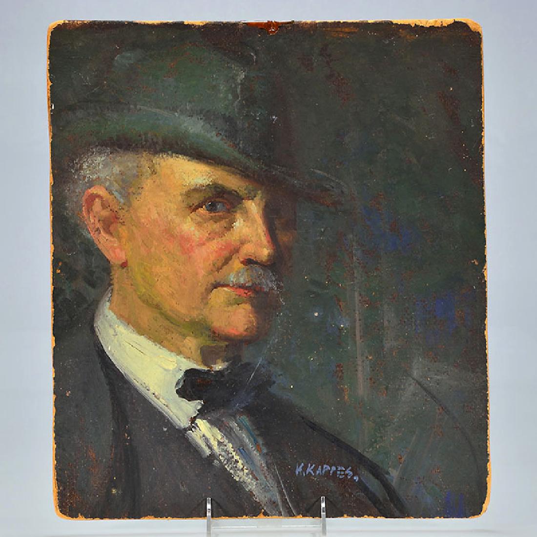 Karl Kappes self portrait, O/B, 15 3/4 by 13 3/4 inches (1 of 2)