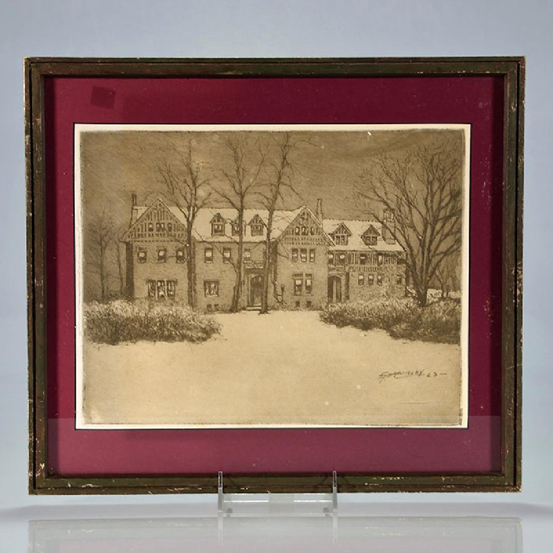 E.T. Hurley etching, Wurlitzer Home, 9" x 12" (1 of 1)