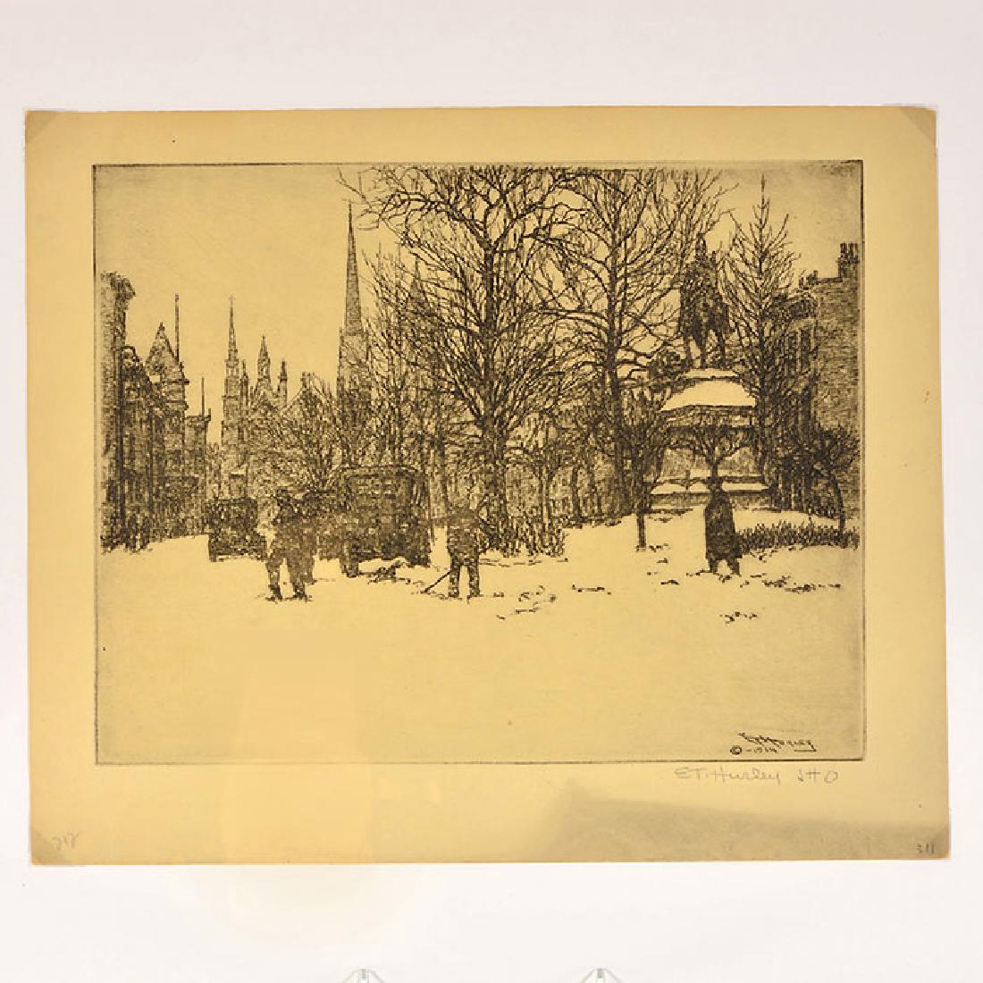 E.T. Hurley etching, Spires of 8th Street, 9 x 11 3/4 (1 of 1)