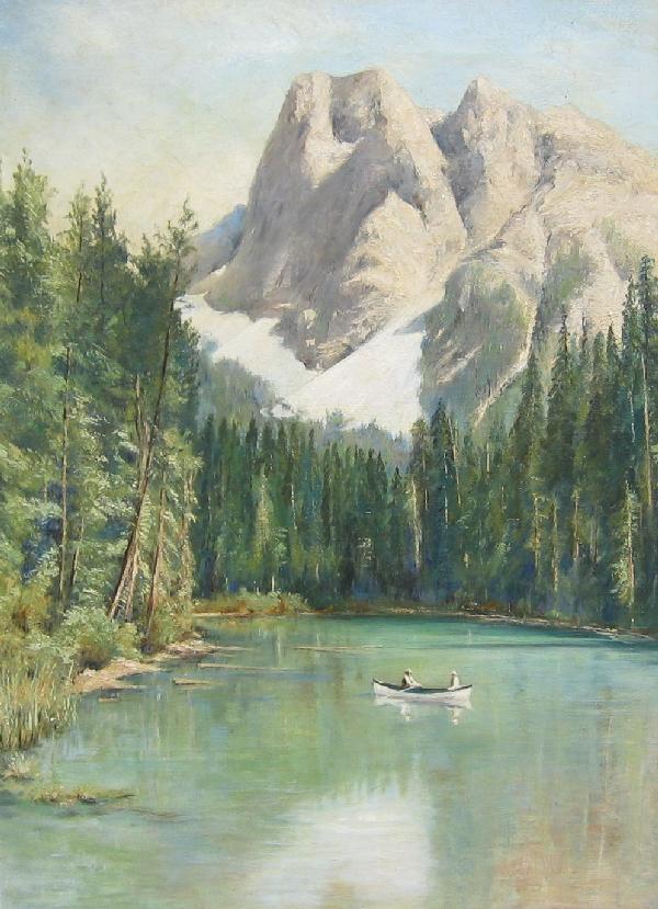 Burgess Mountain, Emerald Lake, B.C.: WILLIAM FREDERICK UTTING COPEMAN(British/Canadian, 20th Century 1872 - 1958 ) Burgess Mountain, Emerald Lake, B.C. Oil on canvas 22" x 16" (55.88 x 40.64cm.) Unsigned; titled & dated c.1920 verso