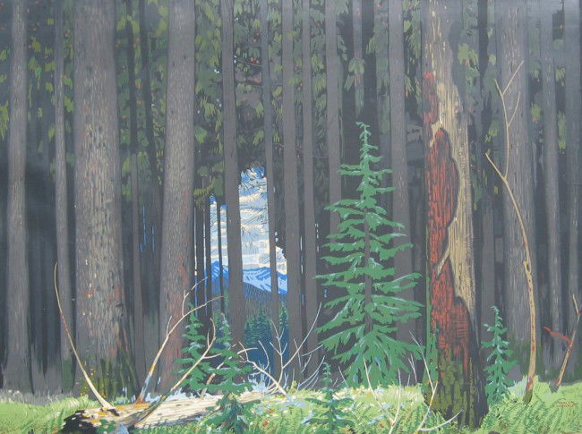 Western Hemlock: GEORGE FRANKLIN ARBUCKLE PRCA, OSA (Canadian 1909 - 2001 ) Western Hemlock Silkscreen o/bd., from Sampson-Matthews Project 29.5" x 39.5" (74.93 x 100.33cm.) Signed in plate; published c.1950