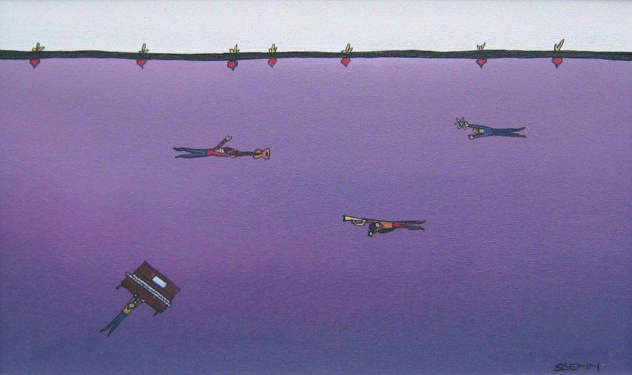 Beatnik: SARA GENN (Canadian 1972 - ) Beatnik acrylic on canvas 12" x 20" (30.48 x 50.8cm.) Signed lower right; signed & titled verso