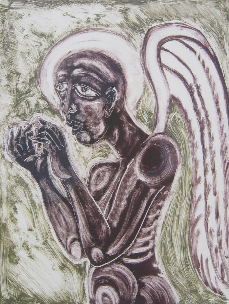 Black Madonna: C. THOMPSON (American, 20th/21st Century) Black Madonna Monotype 30" x 22" (76.2 x 55.88cm.) Signed lower left & dated 1992