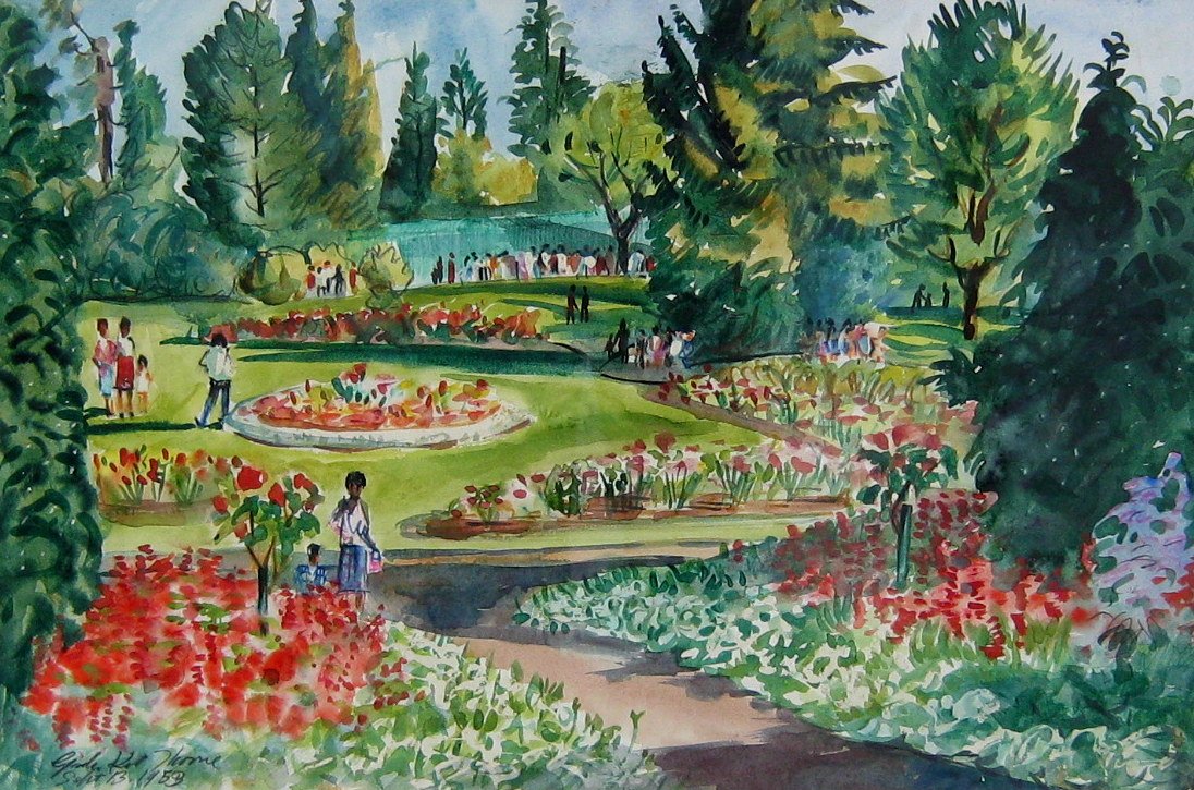 Stanley Park: GORDON (Kit) THORNE BCSA, CPE, CSPE, FCA (Canadian 1896 - 1982 ) Stanley Park Watercolour 14.5" x 21.5" (36.83 x 54.61cm.) Signed lower left & dated Sept. 13, 1953
