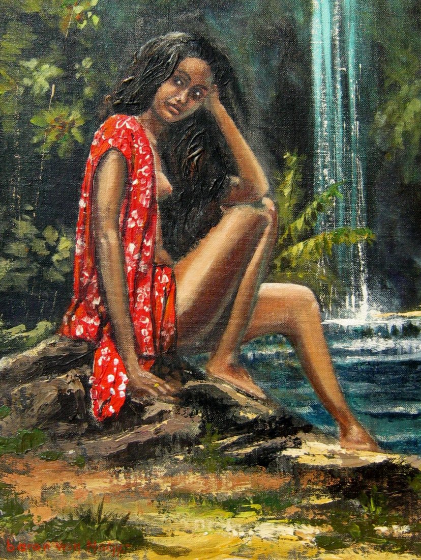 3 Tahitian Portraits: BARON von NAGY (Hungarian, 20th Century) 3 Tahitian Portraits Oil on canvas, Various sizes Each signed (unframed)