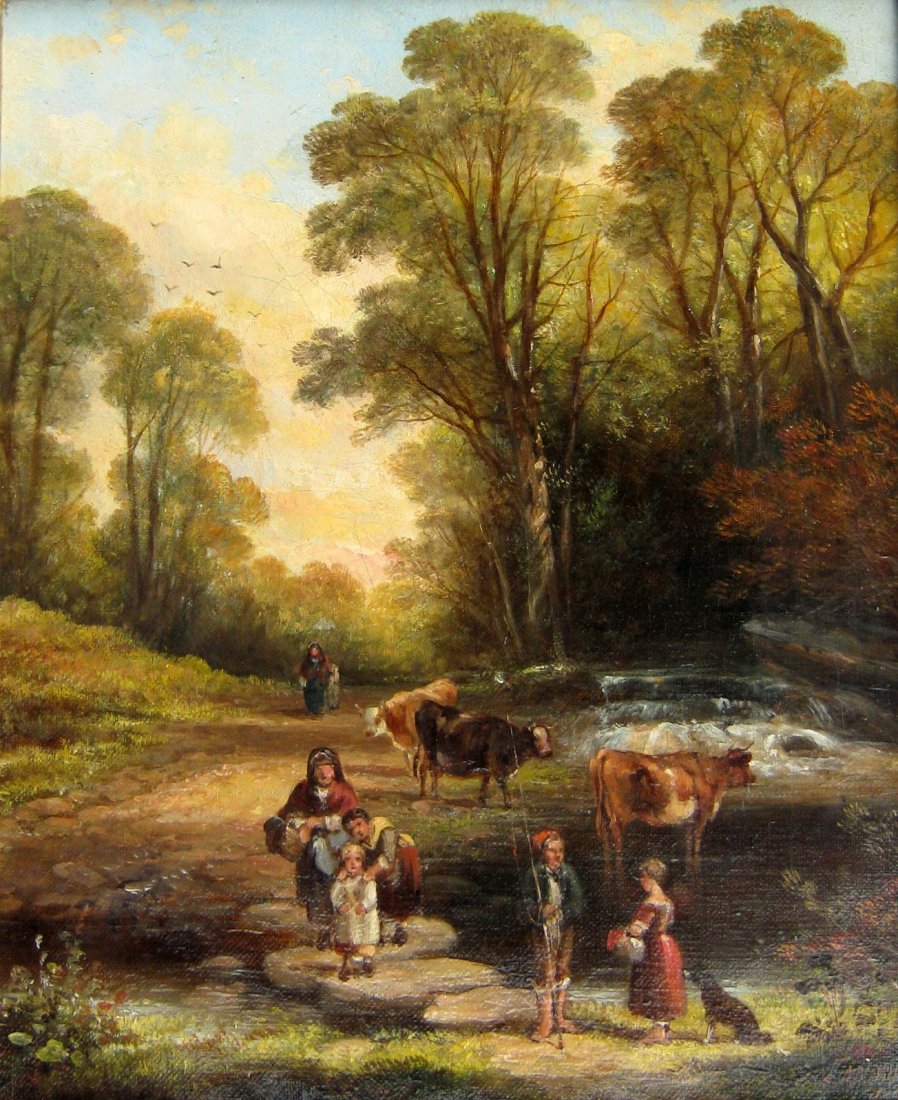 Pair Rustic Landscapes: W. H. WILLIS (British, 19th/20th Century) Pair Rustic Landscapes Oil on canvas 12" x 10" (30.48 x 25.4cm.) Each signed lower right & dated indistinctly (1874?)