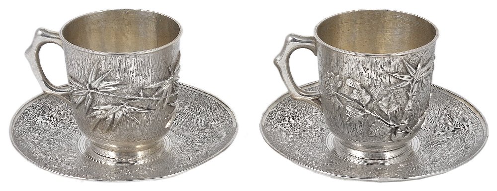 A PAIR OF CHINESE SILVER CUPS AND SAUCERS, UNMARKED, (1 of 1)