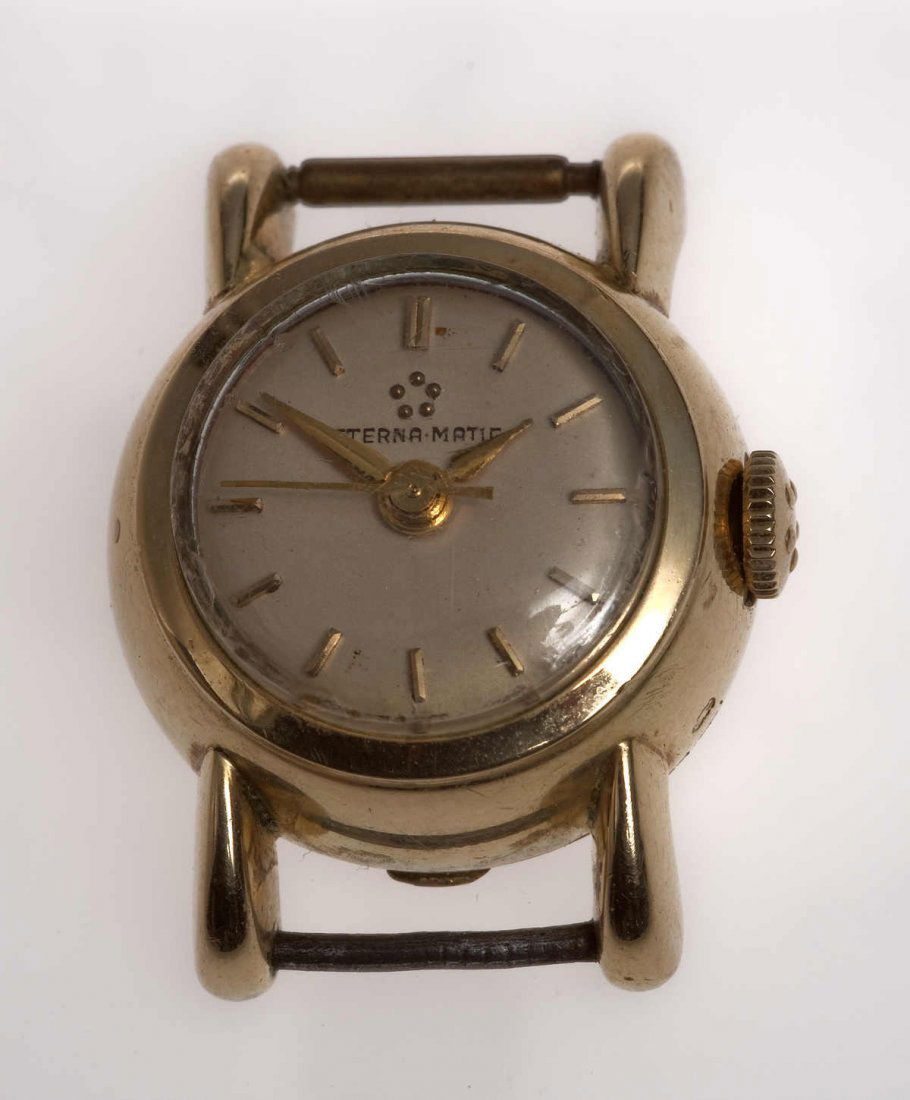 Ladies Watch, Eterna, Eterna Matic, very fine auto: Ladies Watch, Eterna, Eterna Matic, very fine automatic movement, ff, lid down, with a second hand (!), Yellow gold 585, stamped on the inside. D = 18mm, B = 12.35 g. A very high standards for quality