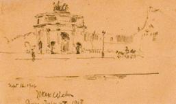 Max Weber, American 1881 - 1961: The Arc de Triomphe, Paris, 1906, Pencil on paper, 5 x 6 3/4 inches, 2451, Signed and dated lower left, (BA-WEB-C0000)