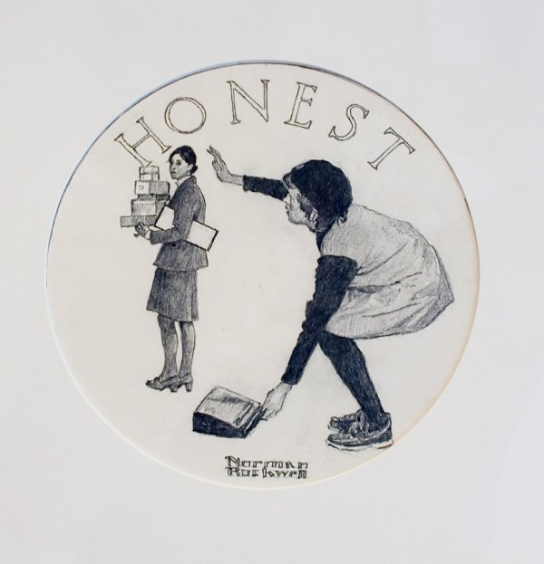 Norman Rockwell, American 1894 - 1978: Honest, Pencil on paper, 12 x 10 inches, 1977, Signed lower middle and titled on top, Pictured in Catalogue Raisonne, Girl Scouts ingot series (BA-ROC-C0000)