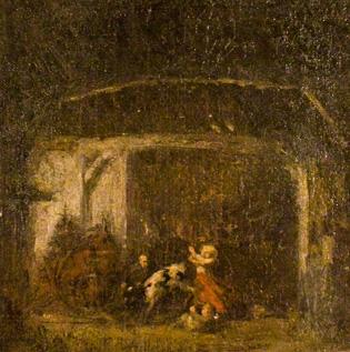 Joseph Raphael , American 1869-1950: Interior scene with children, Oil on board, 19 3/4 x 19 3/4 inches, , Signed verso, (BA-RAP-C0001)