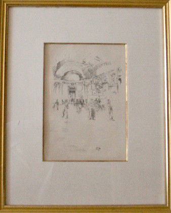 James M Whistler (American 1834-1903) Lithograph: "The Long Gallery, Louve", 1890, sight size 10 x 7 inches, lithograph. Provenance: Donald A. Heald, New York, NY.