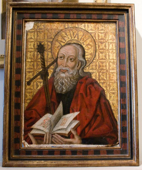 Religious Painting: "San Pablo", 19 x 14 1/2 inches, oil on gesso laid to cradled panel