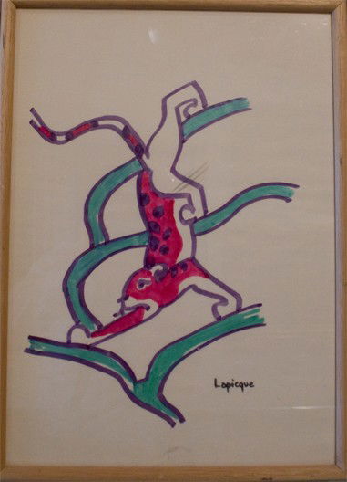 Charles Lapicque (American 1898-1988): "Animal on a branch", sight size 16 x 11 inches, watercolor on paper, signed lower right.