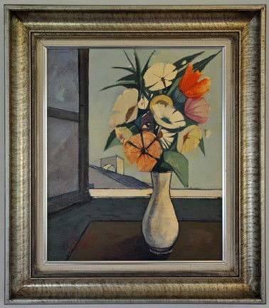 Charles Levier (French 1920-2004): "Fluers Sauvage", oil on canvas, 24 x 20 inches, signed lower left, titled verso