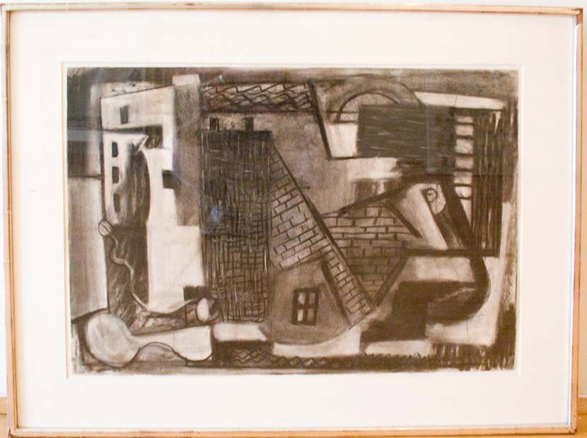 Vaclav Vytlacil (American 1892-1984): "Untitled Machine", charcoal on paper, 17 1/4 x 24 3/4 inches,