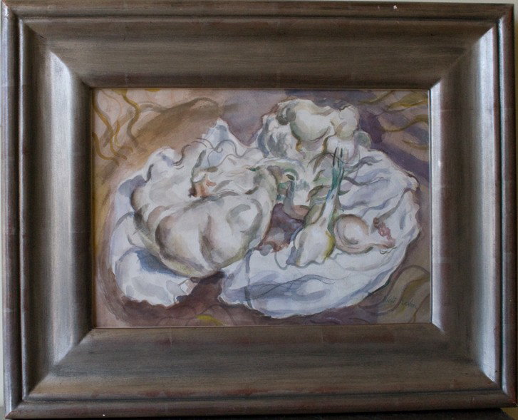 Walt Francis Kuhn (American 1887-1949): "Still Life with shallot and Squash", watercolor on paper,11 1/2 x 16 1/2 inches, signed lower right. Provenance: Swann's 6/10/2004