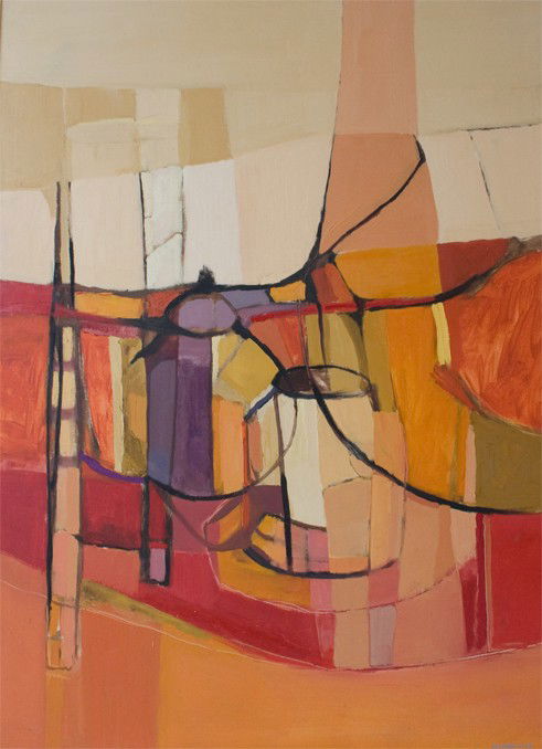 Robert S. Moskowitz (American 1935): "Abstract Still Life", oil on canvas, 48 x 36 inches, signed lower right