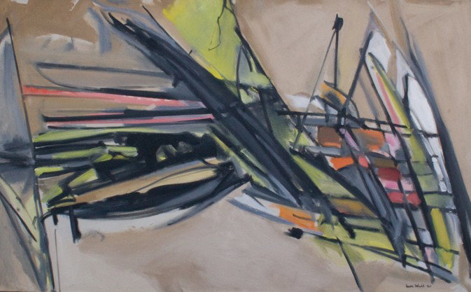 Leon Wall (American 1909-1980): "Hessians at Trenton, 1960", oil on canvas, 42 x 68 inches, signed and dated lower right, titled verso