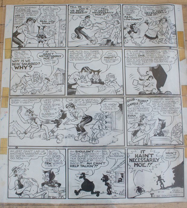 Al Capp (American 1909-1979): "It Hain't Necessarily Moe", 22 3/4 x 20 3/4 inches, pen and ink on paper, signed lower right dated 3-14-48