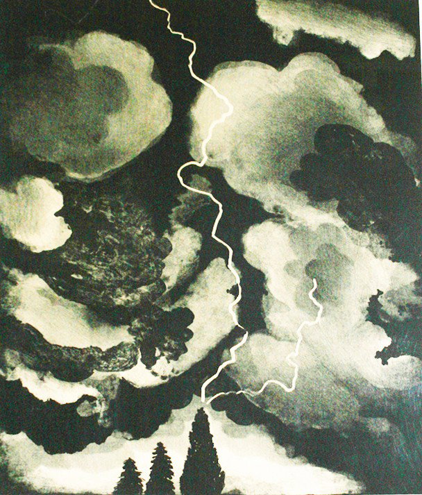 David Hockney (1937 - ): "Study of Lightning", 1973, 30 x 22 inches (print size), lithograph, signed and dated lower right, numbered 26/60