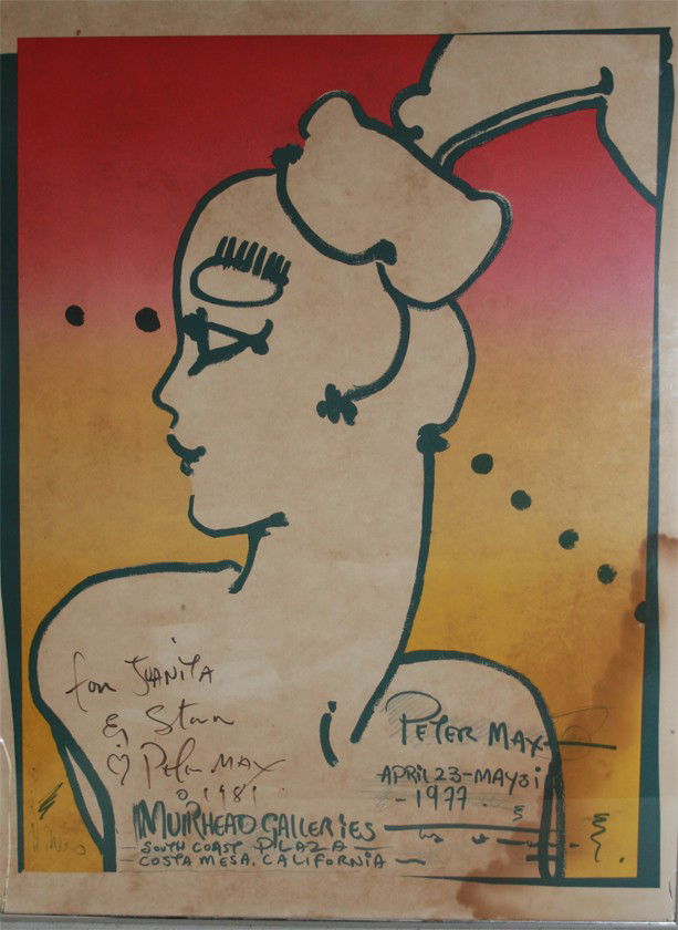 Peter Max (1937 -): "Juanita", 1981 28 1/2 x 22 1/2 (sight size), lithograph, signed and dated upper left, numbered 1/200